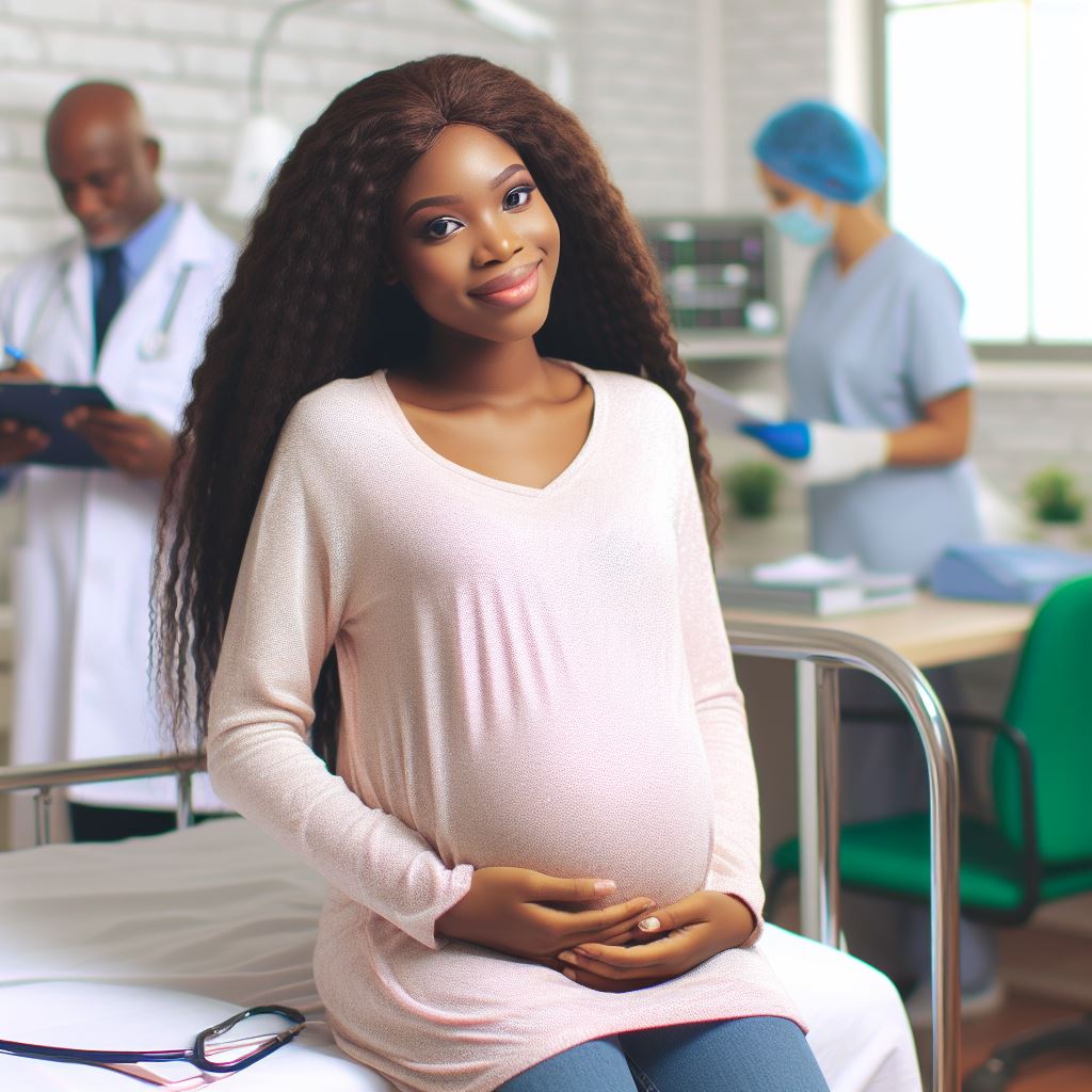 A real black pregnant female Nigerian for antenatal care